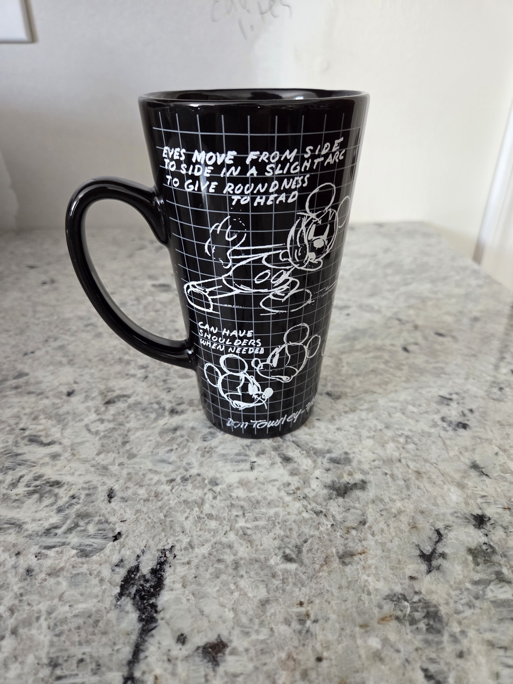 Micmey Mouse Black Sketch-Print Ceramic Tall Coffee Mug